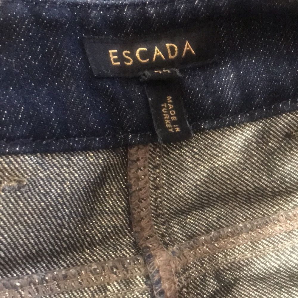Escada Glitter Denim High Rise Straight Leg Jeans - Picture 7 of 12